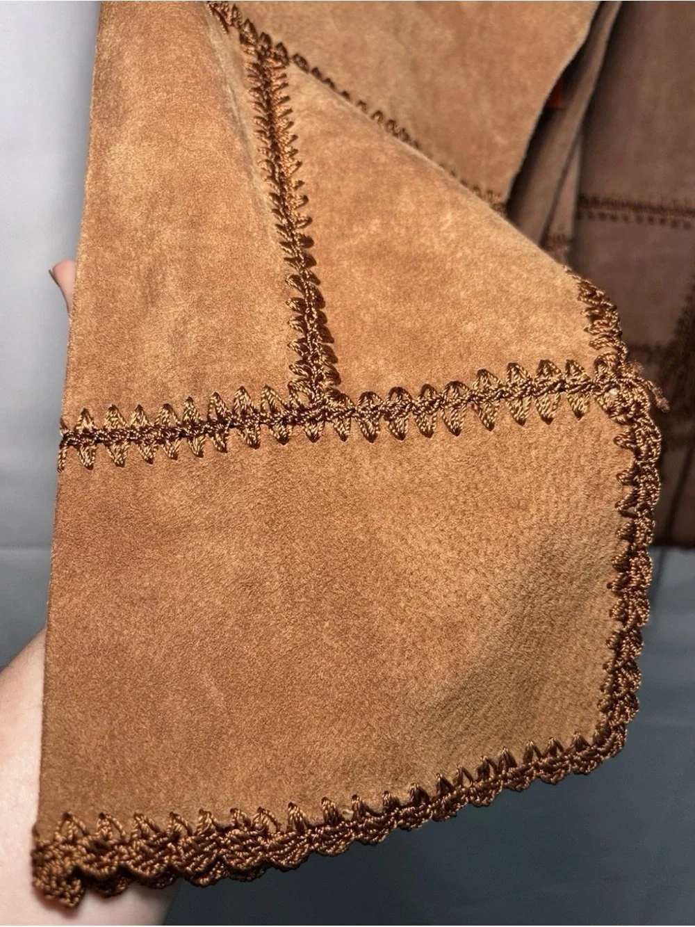 Vintage Outbrook Woman 100% Leather Suede Brown Boho Jacket Sz 1X (16W/18W)